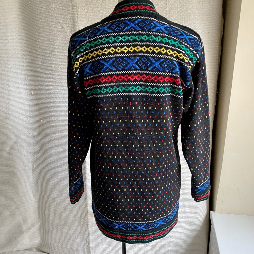 Vintage 80s OS Funky Ski Sweater Tunic Bold Colors - Picture 4 of 8